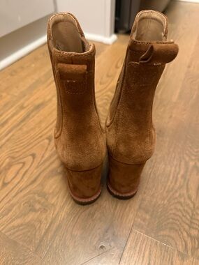 Veronica Beard Chestnut Suede Platform Ankle Boots